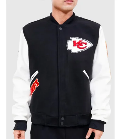 Varsity Kansas City Chiefs Logo Black and White Jacket