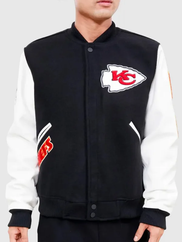 Varsity Kansas City Chiefs Logo Black and White Jacket