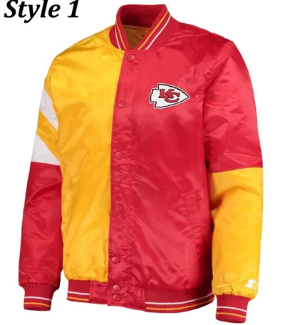 Varsity Kansas City Chiefs Red and Yellow Satin Jacket