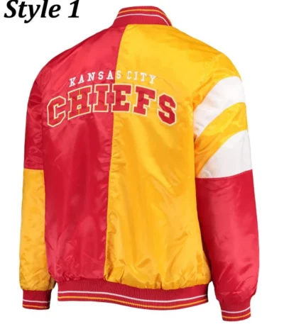 Varsity Kansas City Chiefs Red and Yellow Satin Jacket
