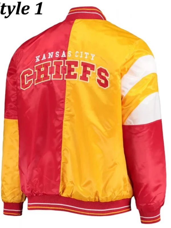 Varsity Kansas City Chiefs Red and Yellow Satin Jacket