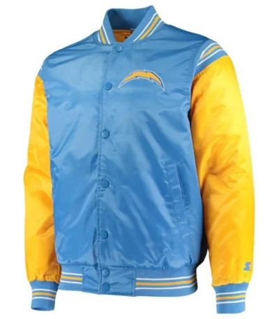 Varsity LA Chargers Light Blue and Yellow Satin Jacket