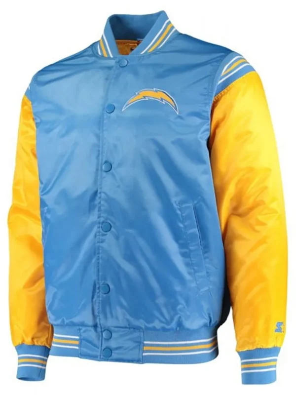Varsity LA Chargers Light Blue and Yellow Satin Jacket
