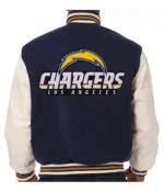 Varsity LA Chargers Navy and White Wool-Leather Jacket