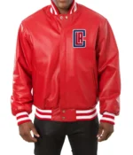 Varsity LA Clippers Red Leather Jacket