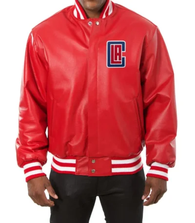 Varsity LA Clippers Red Leather Jacket