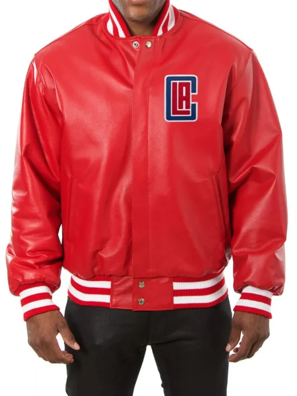 Varsity LA Clippers Red Leather Jacket