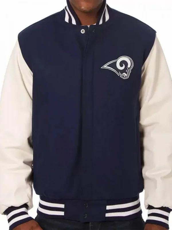 Varsity LA Rams White and Blue Jacket