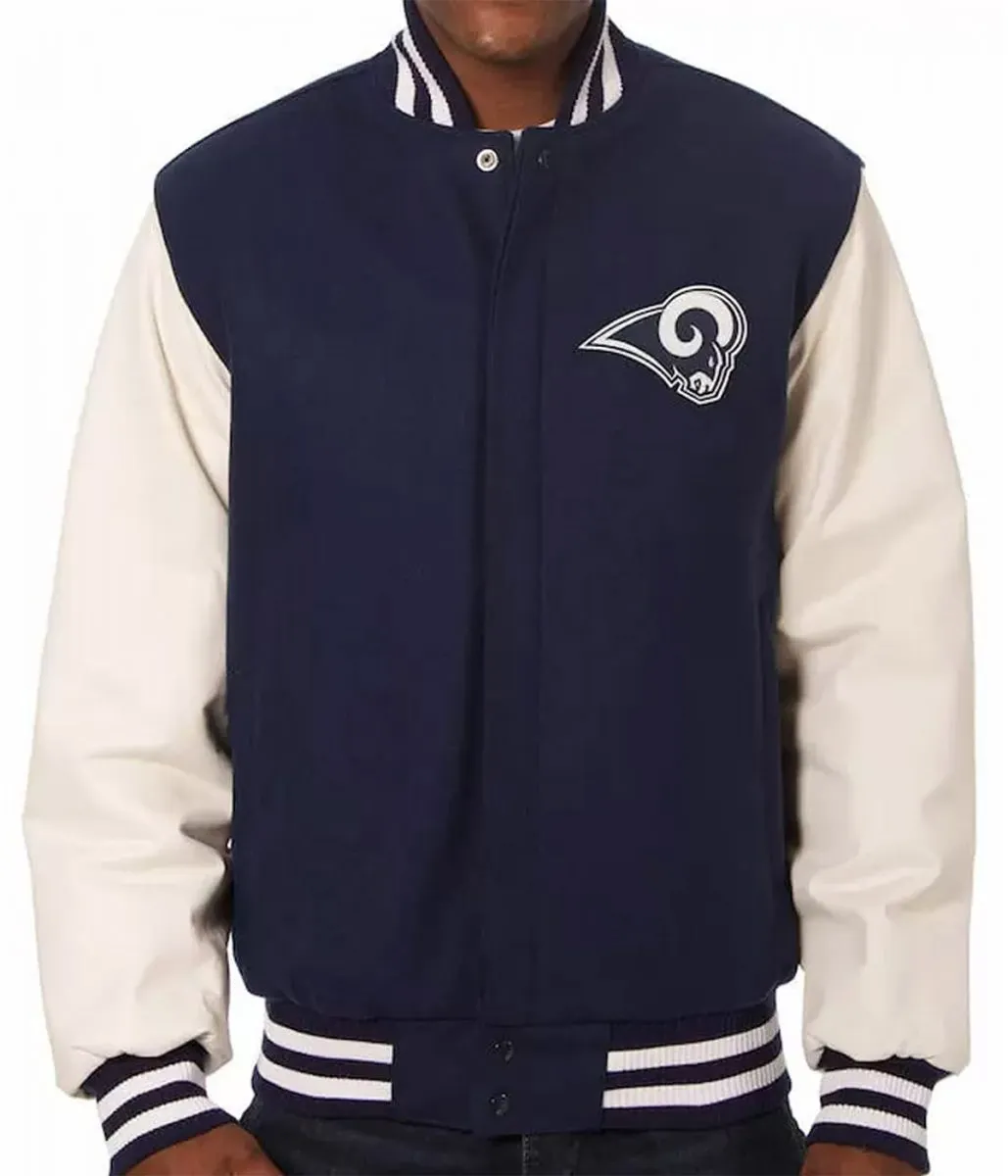 Varsity LA Rams White and Blue Jacket Varsity LA Rams White and Blue Jacket