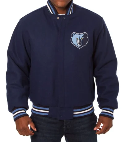 Varsity Memphis Grizzlies Embroidered Navy Blue Wool Jacket