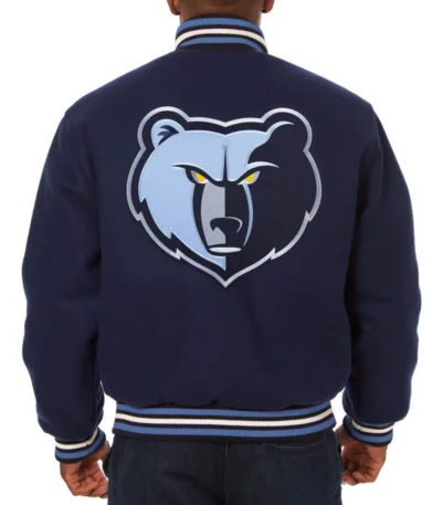 Varsity Memphis Grizzlies Embroidered Navy Blue Wool Jacket