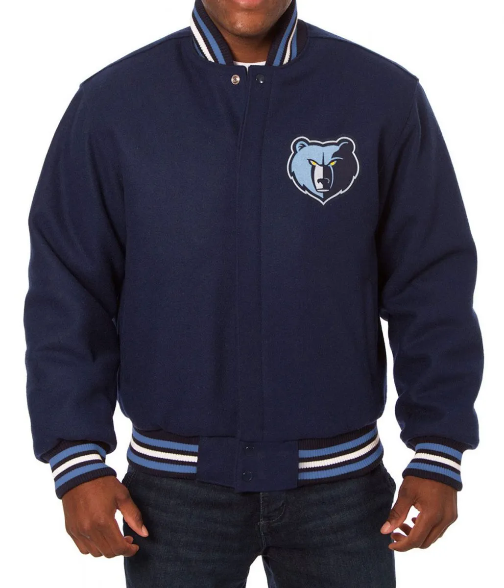Varsity Memphis Grizzlies Embroidered Navy Blue Wool Jacket Varsity Memphis Grizzlies Embroidered Navy Blue Wool Jacket
