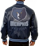 Varsity Memphis Grizzlies Navy Blue Leather Jacket
