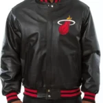 Varsity Miami Heat Black Leather Jacket