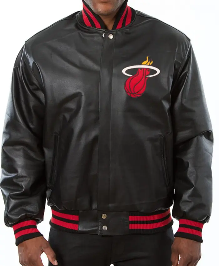 Varsity Miami Heat Black Leather Jacket Varsity Miami Heat Black Leather Jacket