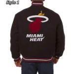 Varsity Miami Heat Embroidered Black Wool Jacket