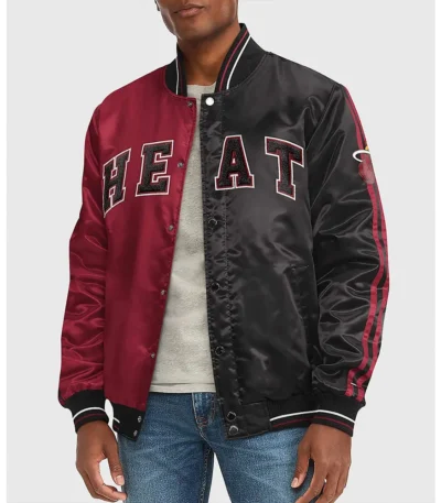 Varsity Miami Heat Red and Black Satin Jacket