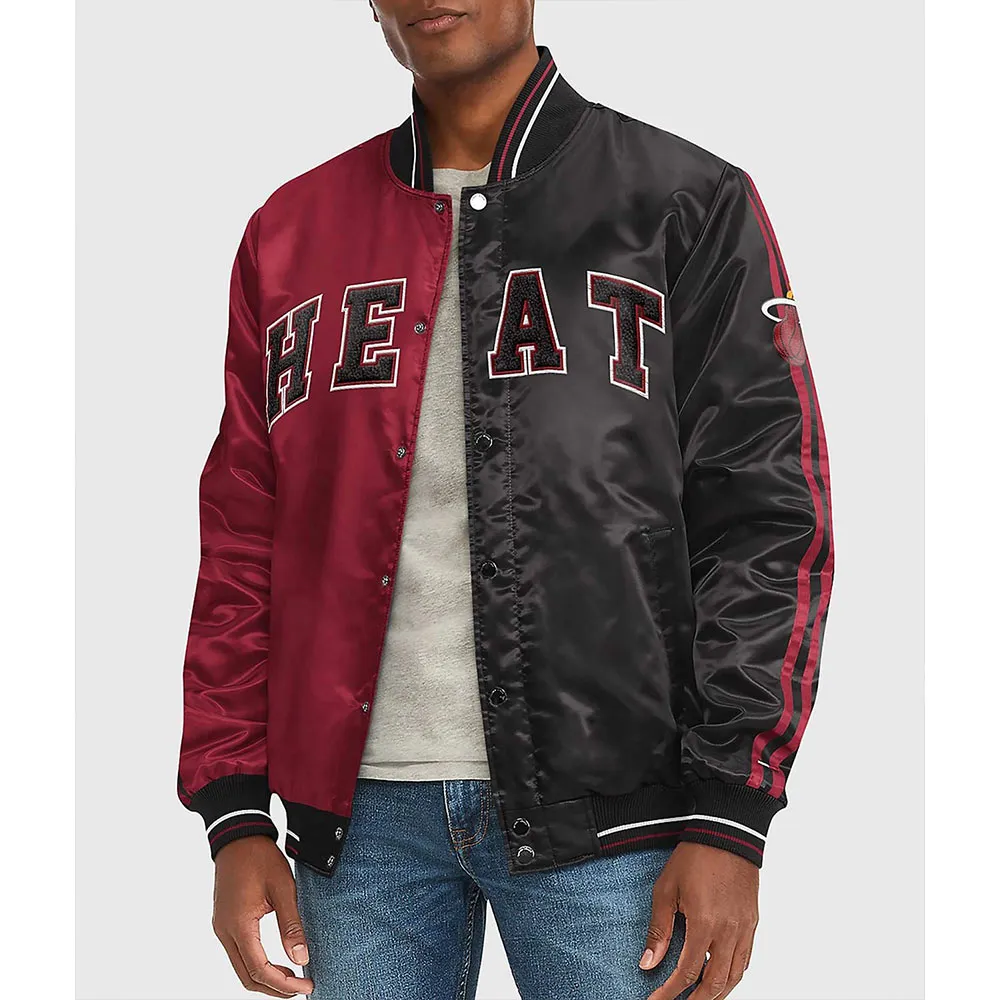 Varsity Miami Heat Red and Black Satin Jacket Varsity Miami Heat Red and Black Satin Jacket