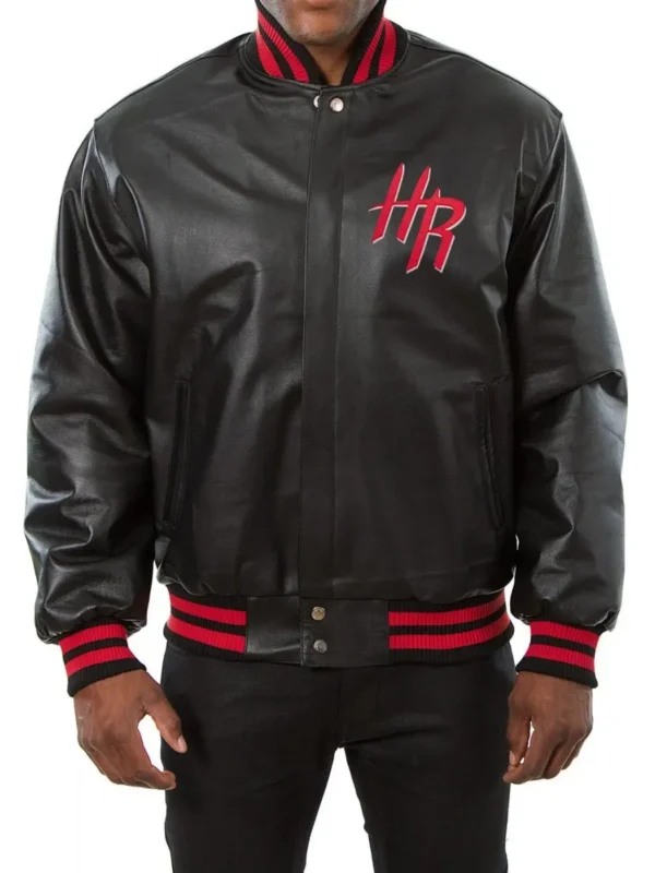Varsity Rockets Black Leather Jacket