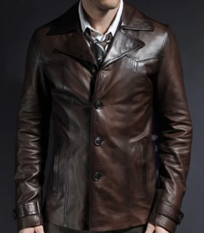 Vintage Brown Leather Blazer Jacket