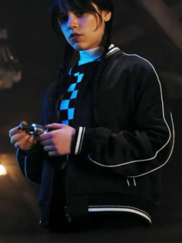 Wednesday 2022 Jenna Ortega Black Bomber Jacket