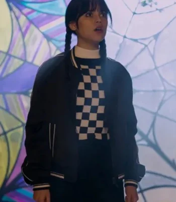 Wednesday 2022 Jenna Ortega Black Bomber Jacket