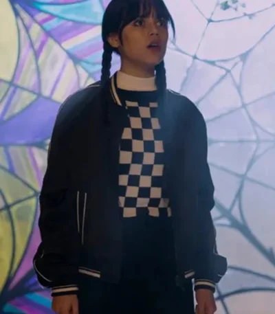 Wednesday 2022 Jenna Ortega Black Bomber Jacket