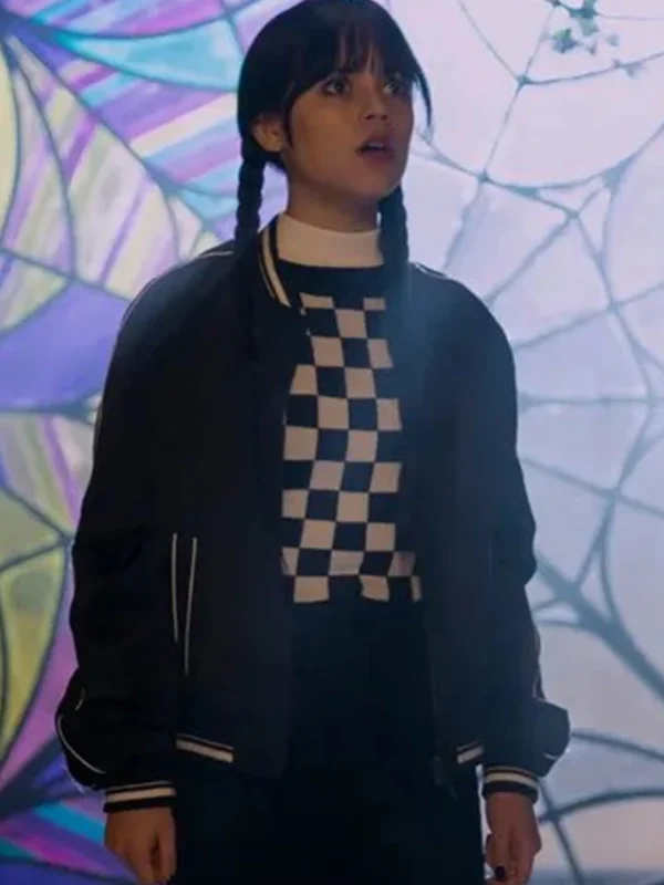 Wednesday 2022 Jenna Ortega Black Bomber Jacket