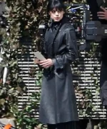 Wednesday S03 Jenna Ortega Black Leather Coat