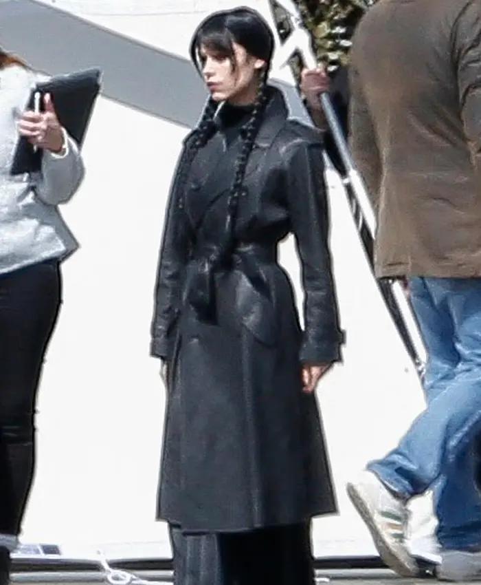 Wednesday S03 Jenna Ortega Black Leather Coat Wednesday S03 Jenna Ortega Black Leather Coat