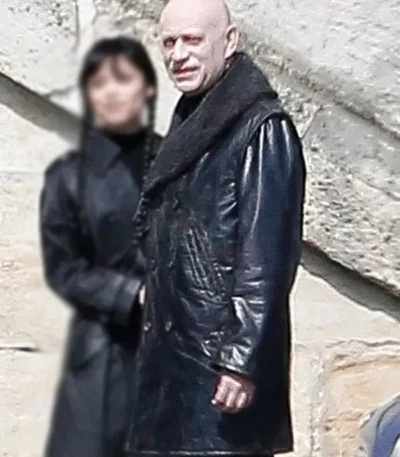 Wednesday S03 Uncle Fester Leather Coat