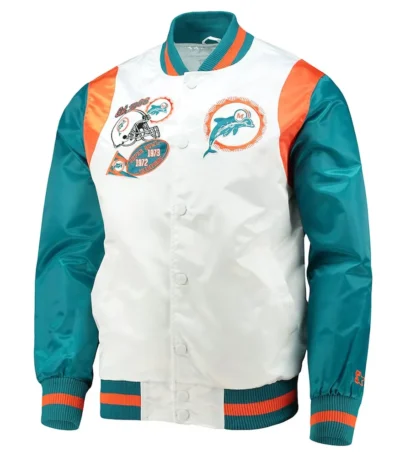 White-Aqua Miami Dolphins Retro The All-American Jacket