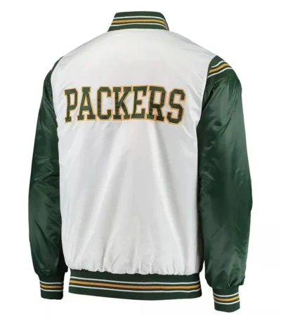 White-Green Green Bay Packers Historic Renegade Satin Jacket