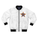 White Houston Astros Bomber Full-Zip Satin Jacket