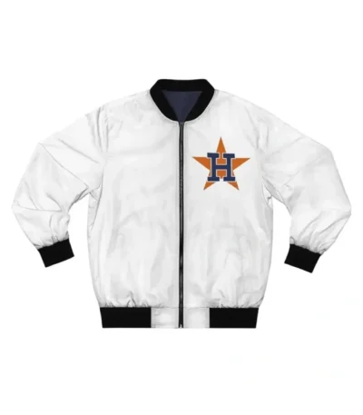 White Houston Astros Bomber Full-Zip Satin Jacket