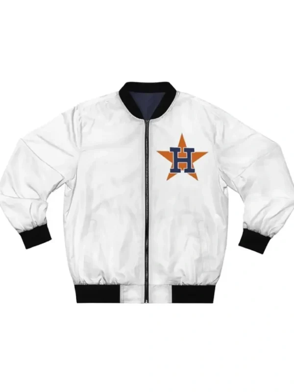 White Houston Astros Bomber Full-Zip Satin Jacket