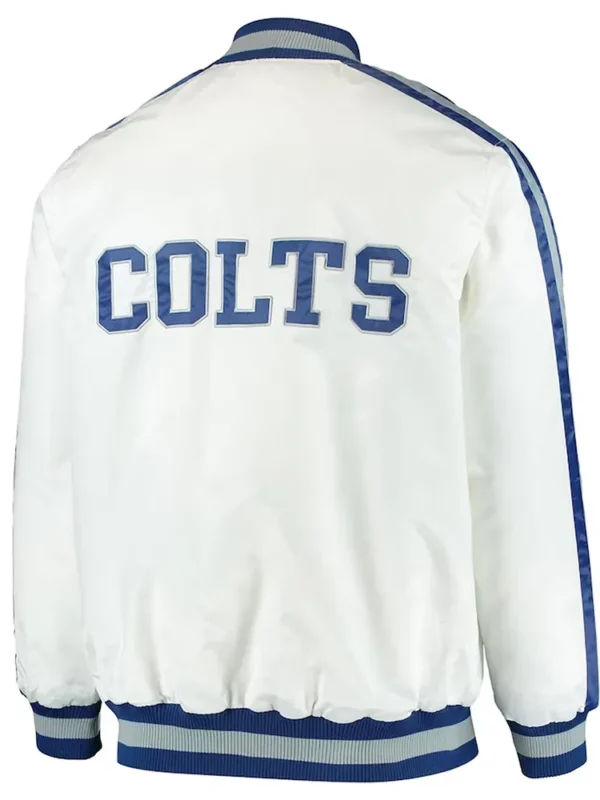 White Indianapolis Colts White Team III Satin Jacket