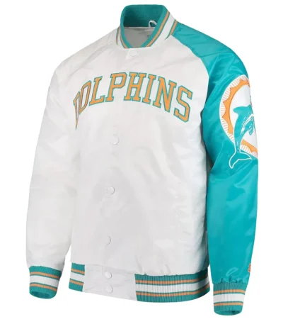 White Miami Dolphins Start of Season Retro Satin Jacket