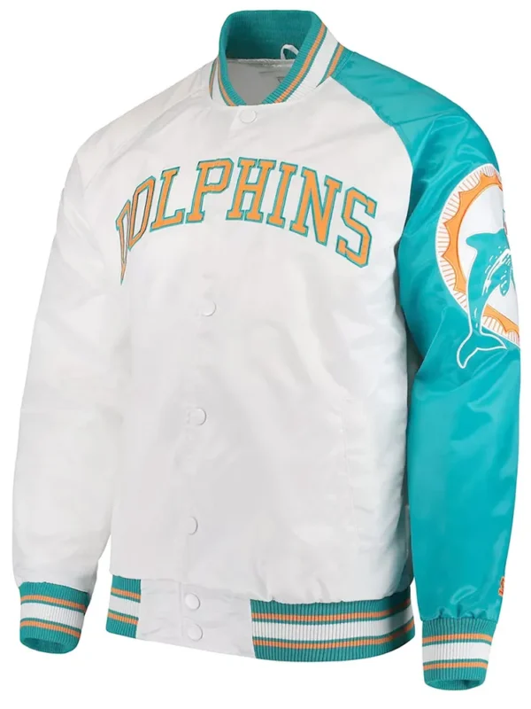 White Miami Dolphins Start of Season Retro Satin Jacket