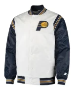 White/Navy Indiana Pacers Renegade Satin Jacket