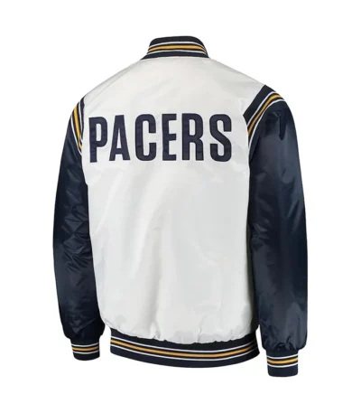 White/Navy Indiana Pacers Renegade Satin Jacket