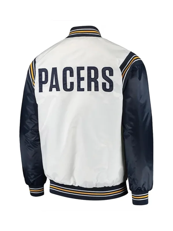 White/Navy Indiana Pacers Renegade Satin Jacket