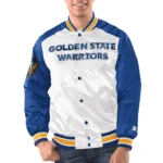 White-Royal Golden State Warriors Renegade Varsity Satin Jacket