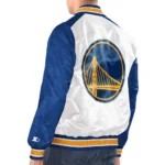 White-Royal Golden State Warriors Renegade Varsity Satin Jacket