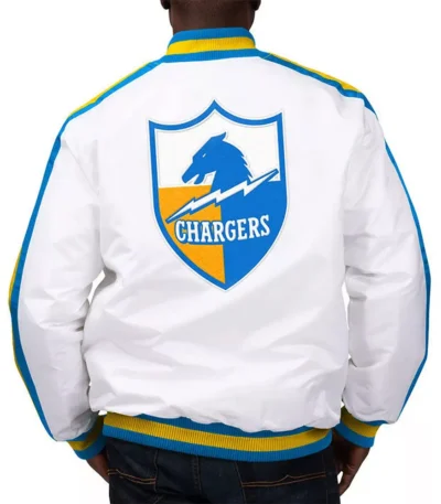 White The D-Line LA Chargers Satin Jacket