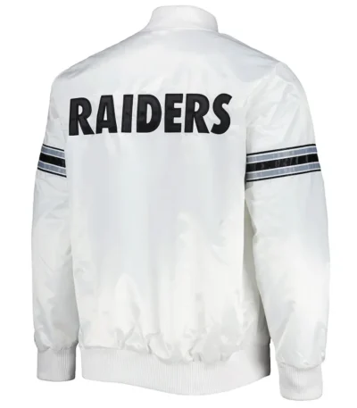 White The Power Forward Las Vegas Raiders Satin Full-Snap Jacket