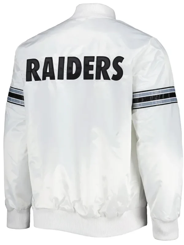 White The Power Forward Las Vegas Raiders Satin Full-Snap Jacket