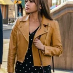 Wild Cards 2024 Vanessa Morgan Brown Biker Jacket