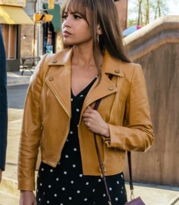 Wild Cards 2024 Vanessa Morgan Brown Biker Jacket