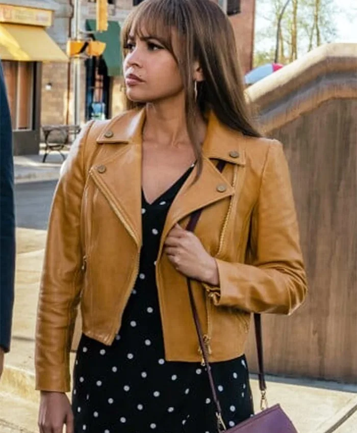 Wild Cards 2024 Vanessa Morgan Brown Biker Jacket Wild Cards 2024 Vanessa Morgan Brown Biker Jacket
